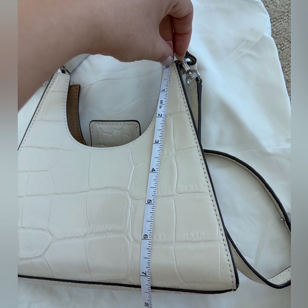 STAUD Rey White Croc-Embossed Leather Shoulder Bag - Excellent Condition - Picture 6 of 7